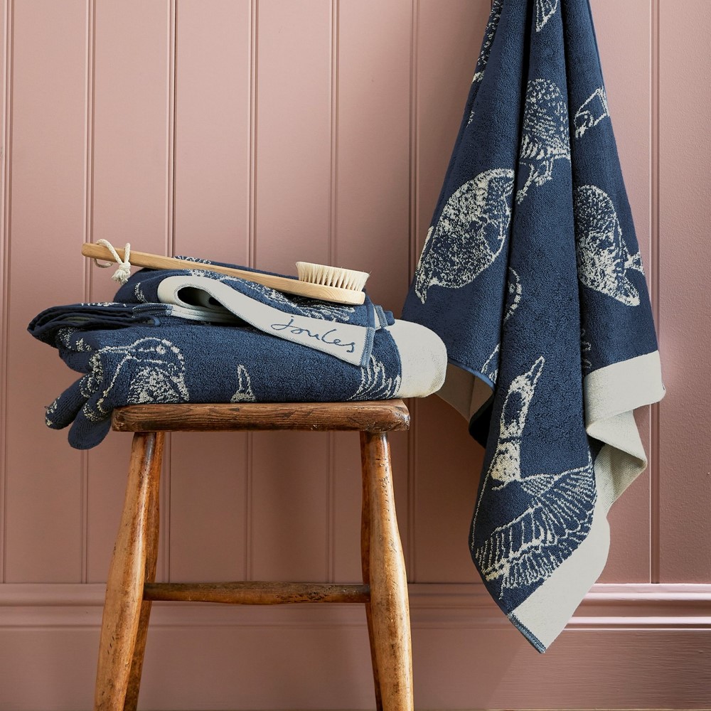 Wild Fowl Cotton Towels by Joules in Royal Blue